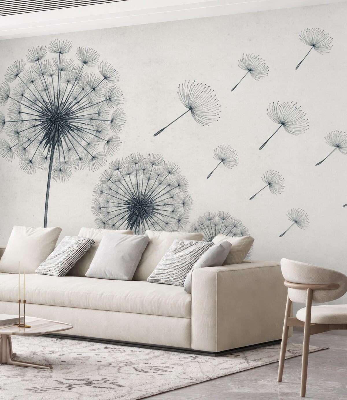 Fototapeta Niebieski mlecz na jasnobeżowym tle o teksturze.