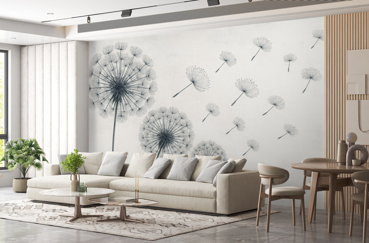 Fototapeta Niebieski mlecz na jasnobeżowym tle o teksturze.