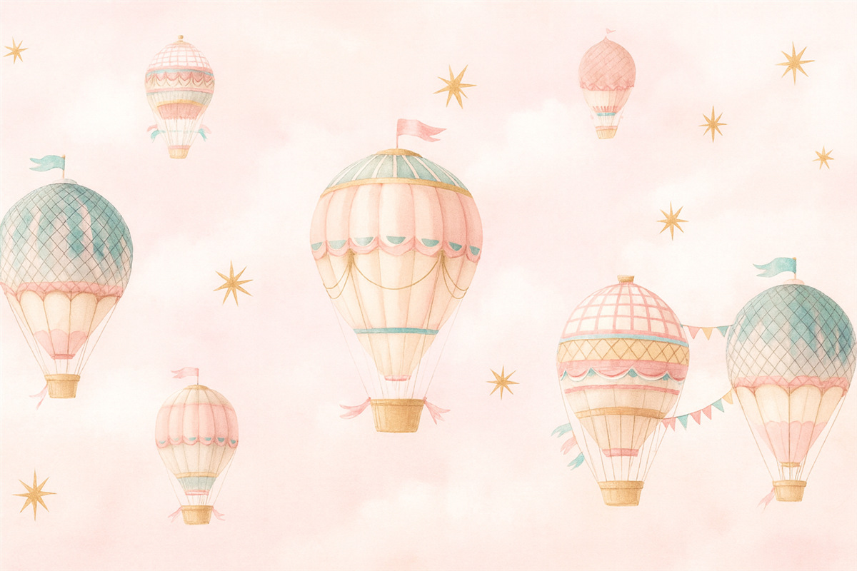 Fototapeta Balony w retro stylu i różowa atmosfera.