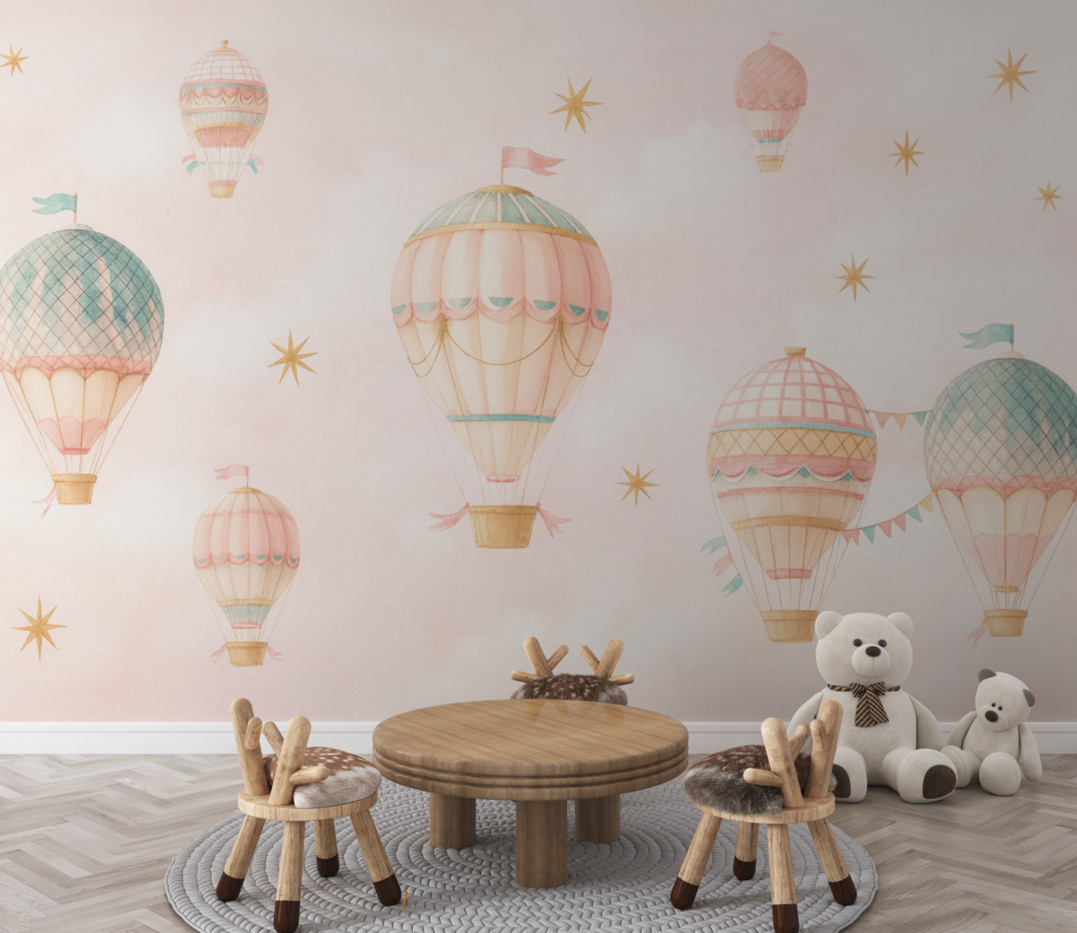 Fototapeta Balony w retro stylu i różowa atmosfera.