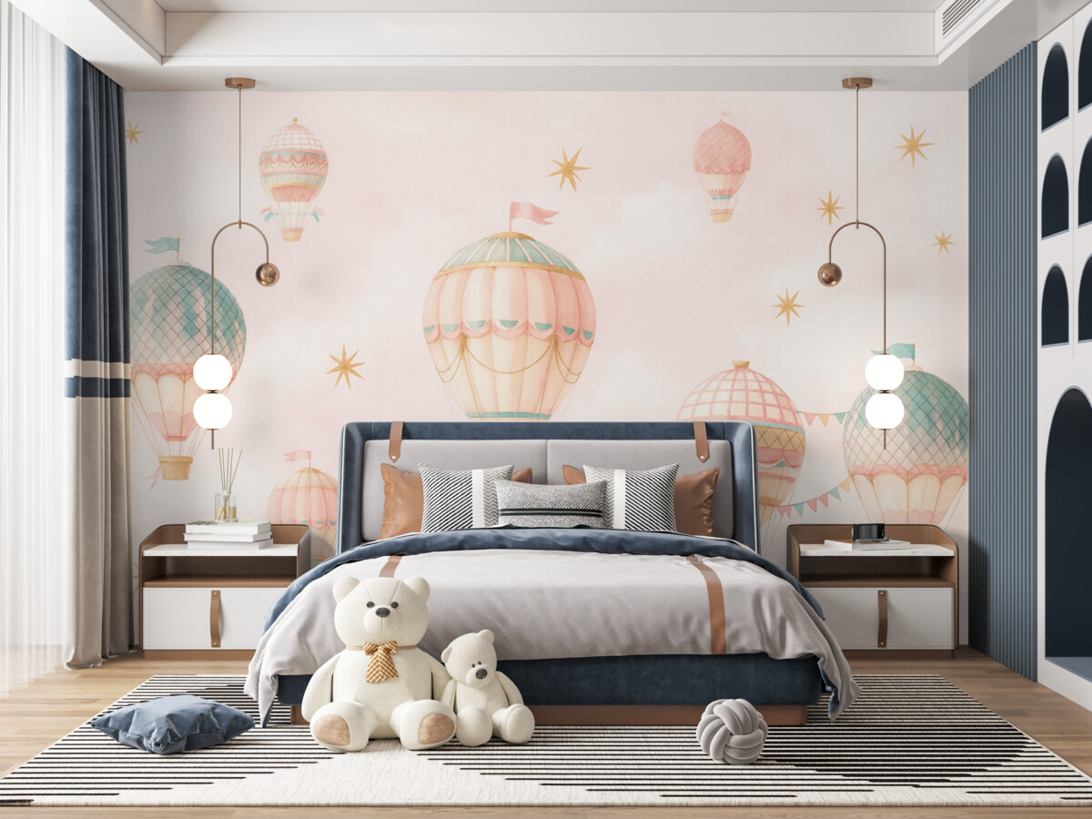 Fototapeta Balony w retro stylu i różowa atmosfera.