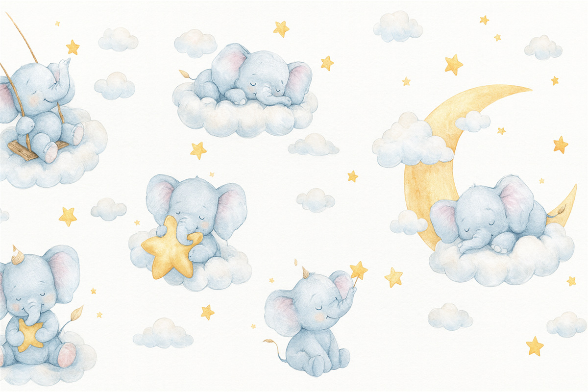 Fototapeta Słonie z opowiadań dla najmłodszych.