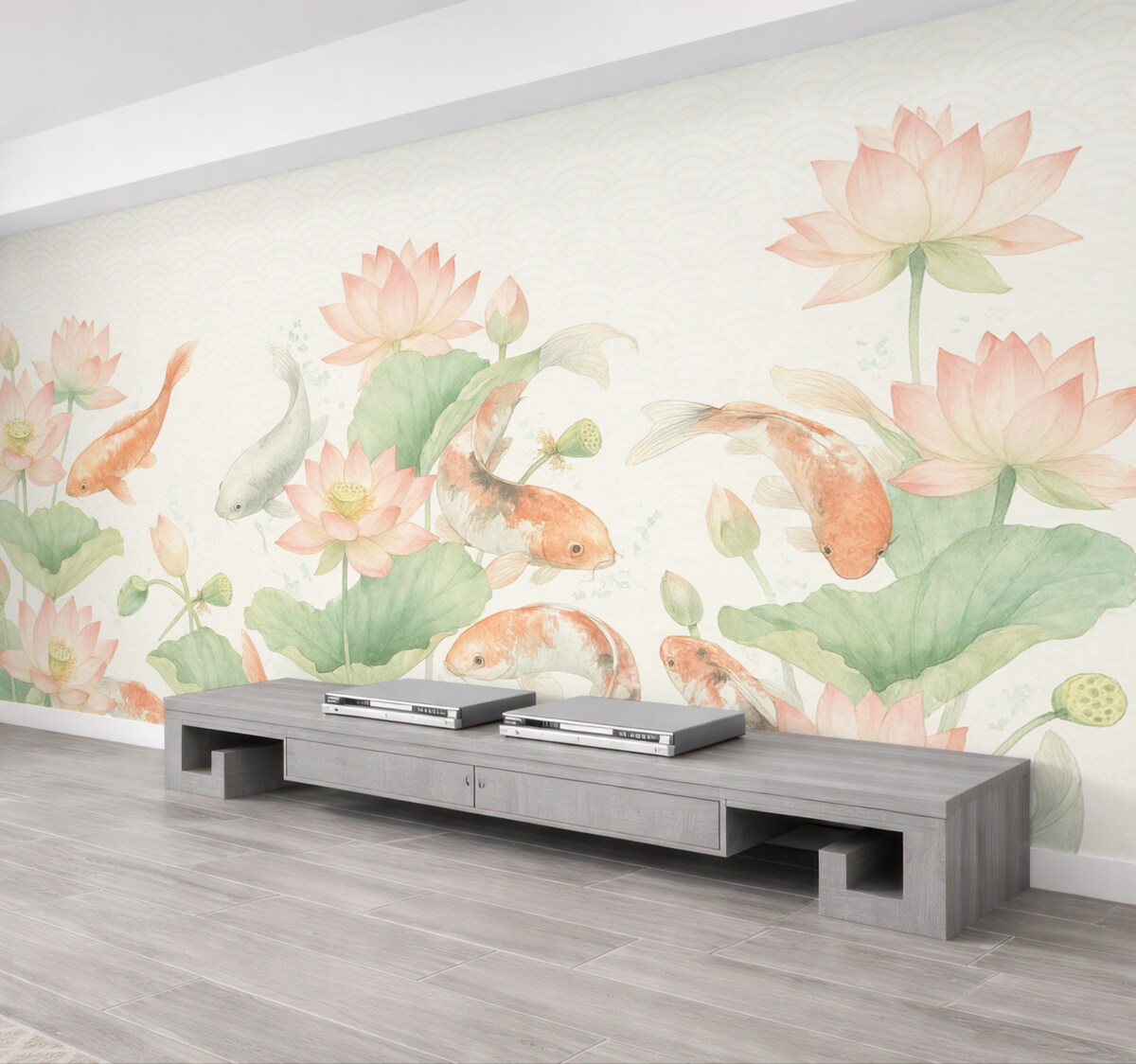 Fototapeta Rybki koi oraz japońskie fale.