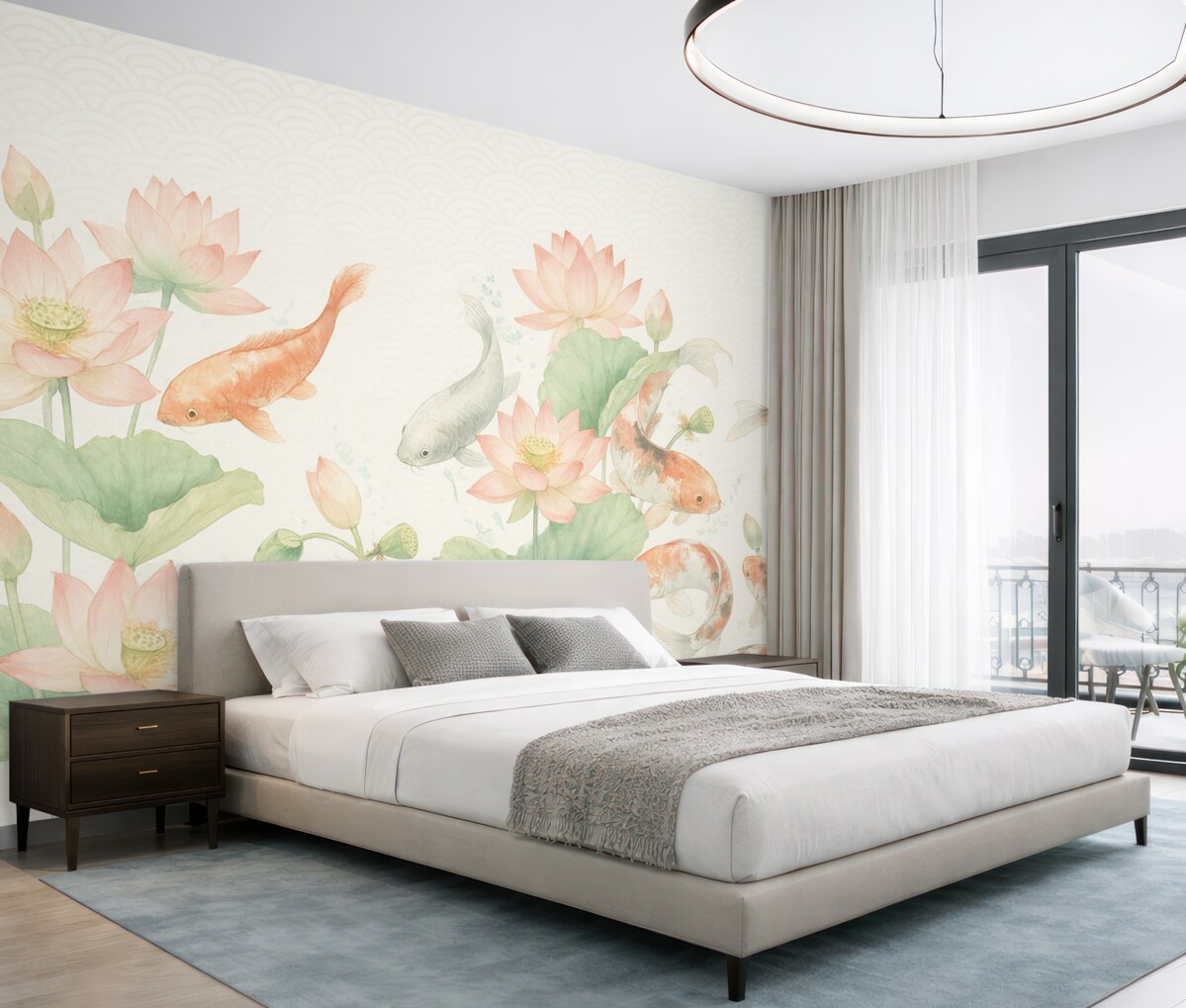 Fototapeta Rybki koi oraz japońskie fale.