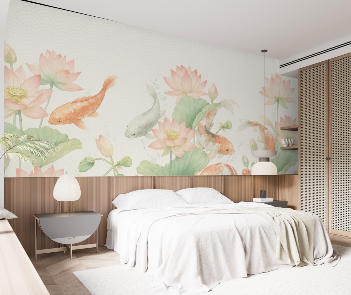 Fototapeta Rybki koi oraz japońskie fale.