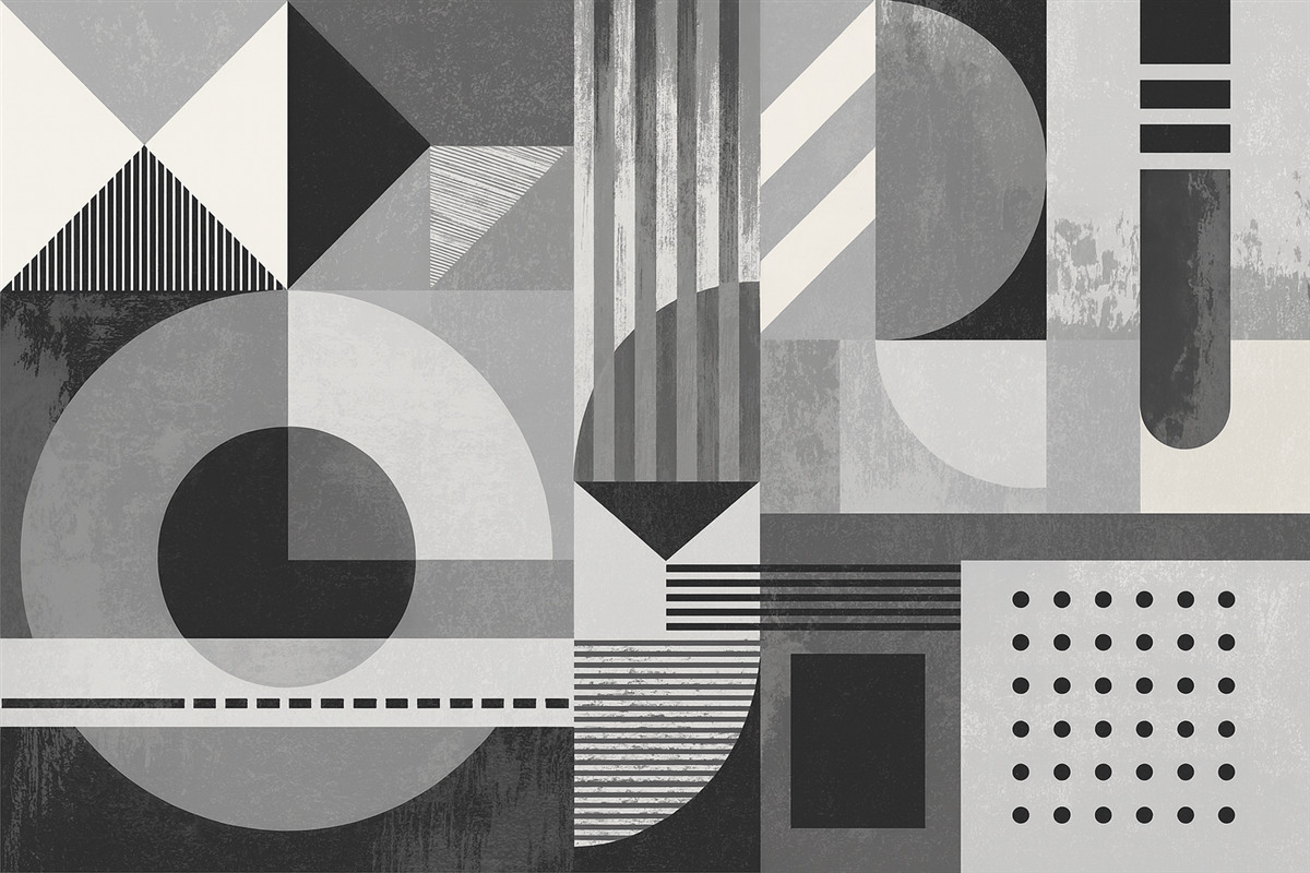 Fototapeta Nowoczesny geometryczny styl w kolorach czarno-białych i białych.