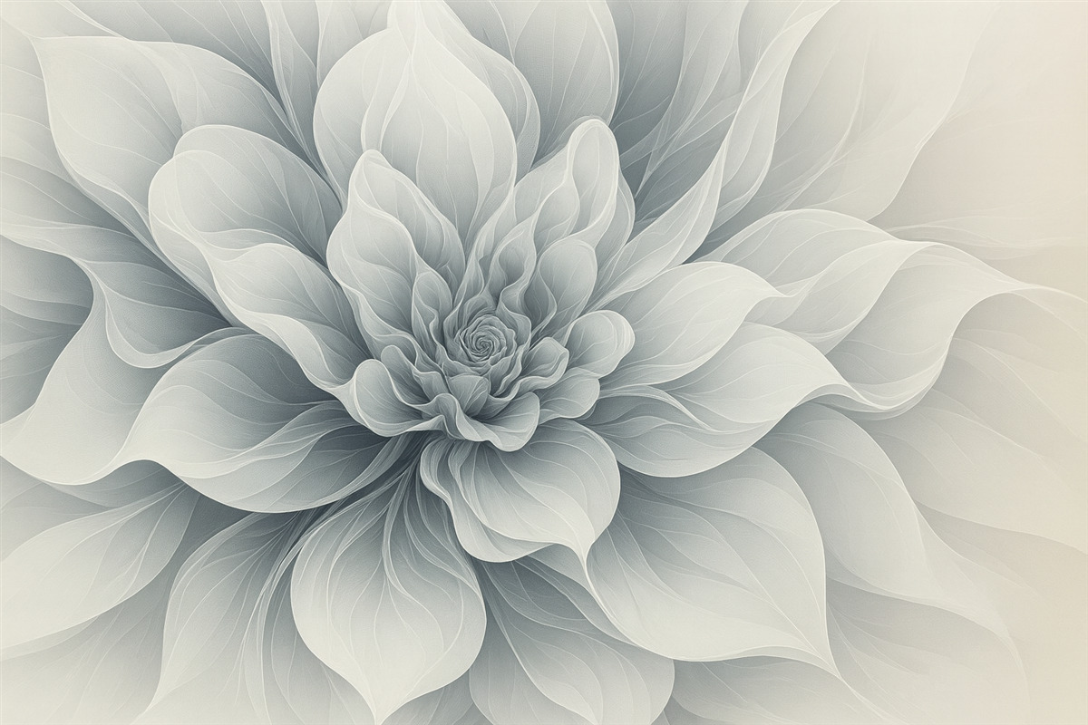 Fototapeta Elegancki abstrakcyjny obraz rośliny z płynącymi liniami w odcieniach niebieskiego.