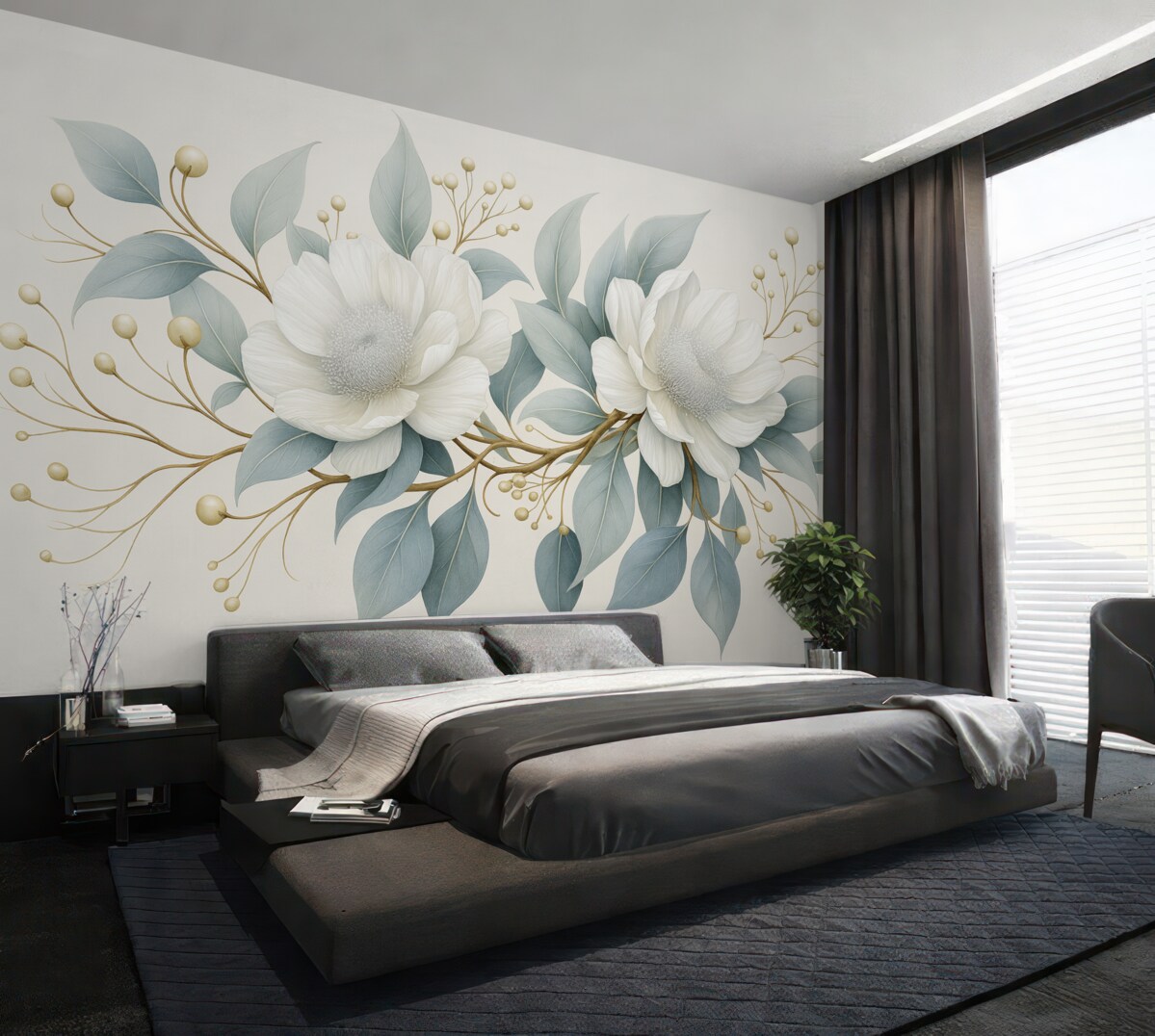 Fototapeta Śliczne akrylowe rośliny z liśćmi i owocami, realizm.