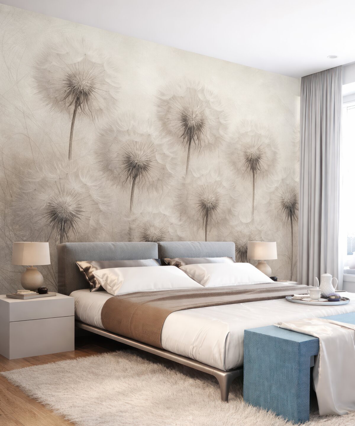 Fototapeta Mlecze na jasnym beżowym tle.