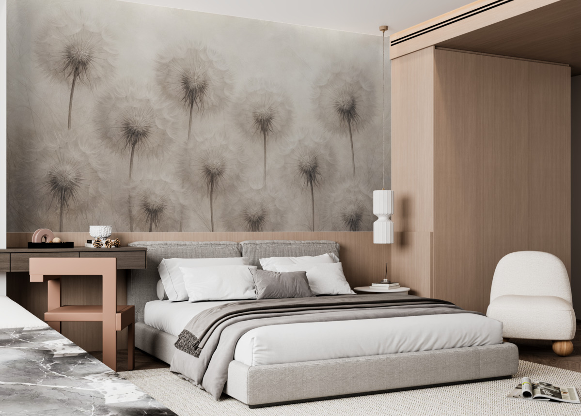 Fototapeta Mlecze na jasnym beżowym tle.