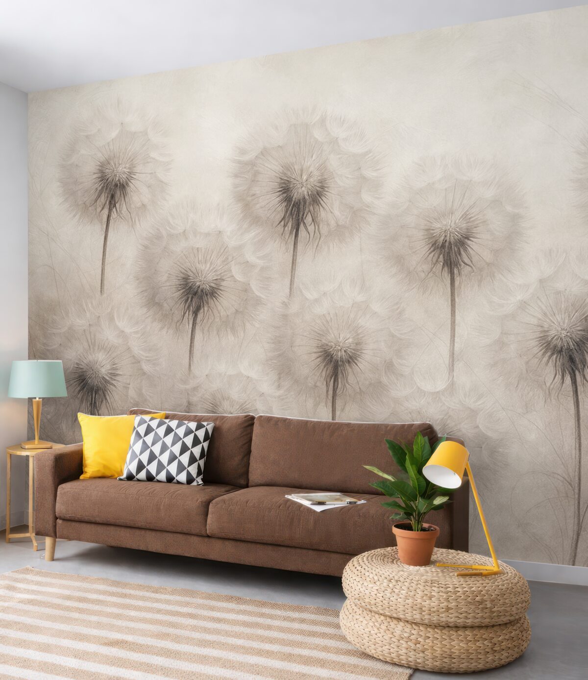 Fototapeta Mlecze na jasnym beżowym tle.