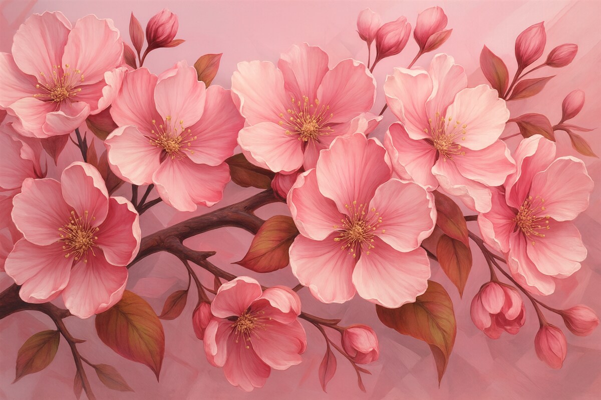 Fototapeta Gałąź rozkwitającej wiśni.