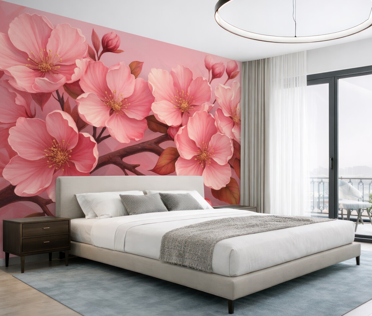 Fototapeta Gałąź rozkwitającej wiśni.