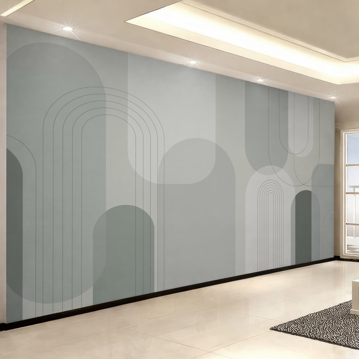 Fototapeta Minimalistyczna geometria w stylu boho w tonacjach zieleni.