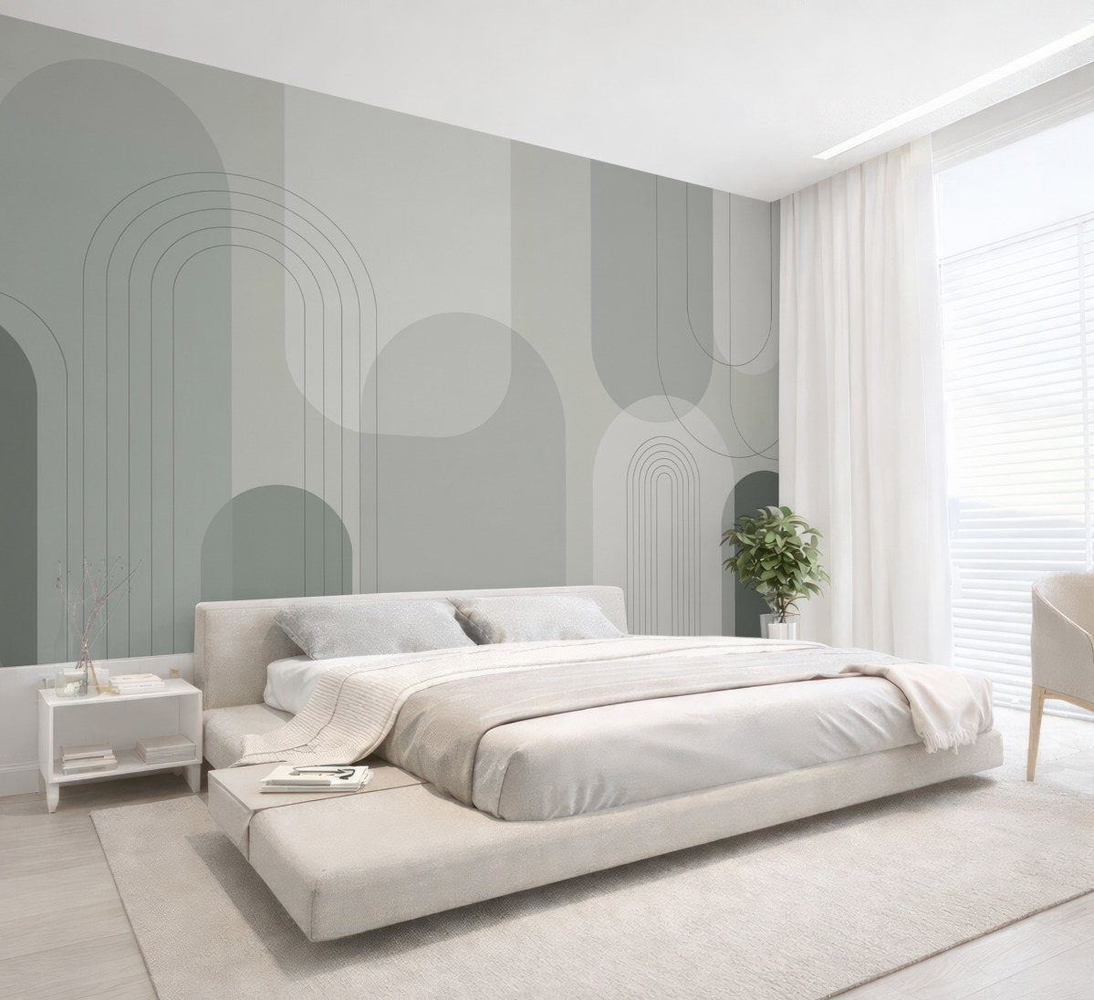 Fototapeta Minimalistyczna geometria w stylu boho w tonacjach zieleni.