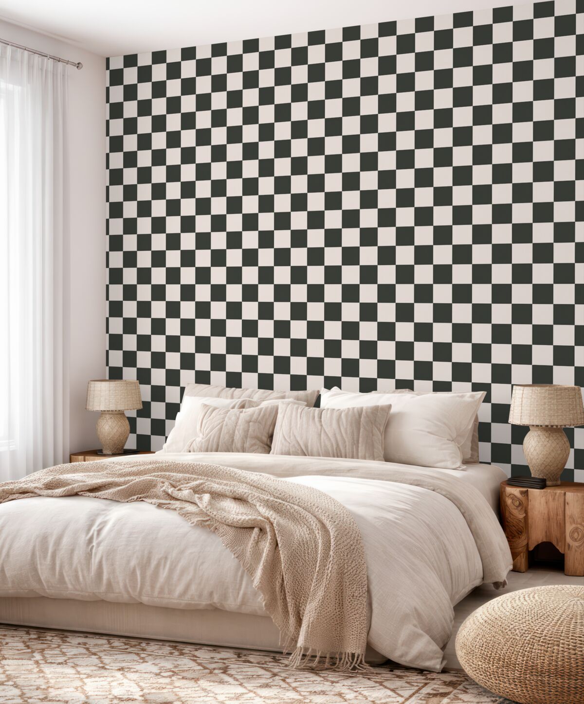 Fototapeta Tapeta w geometrycznym wzorze w kolorze czarno-białym.