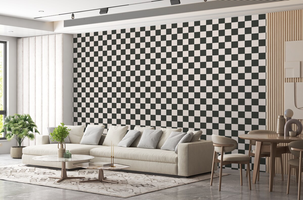 Fototapeta Tapeta w geometrycznym wzorze w kolorze czarno-białym.