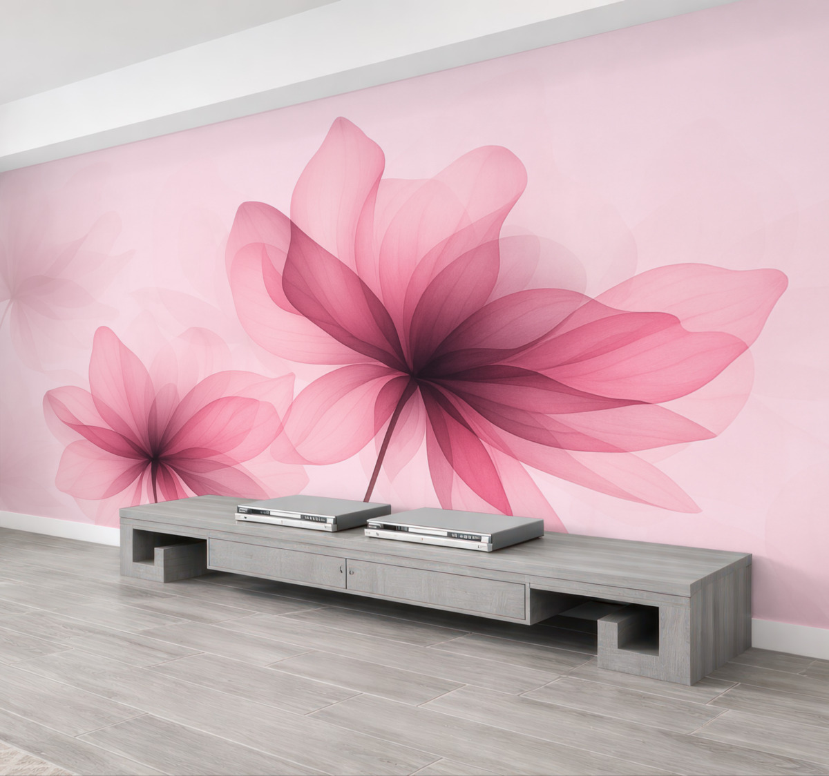 Fototapeta Wielkie, różowe, przezroczyste kwiaty.