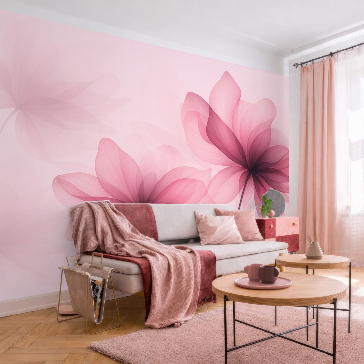 Fototapeta Wielkie, różowe, przezroczyste kwiaty.