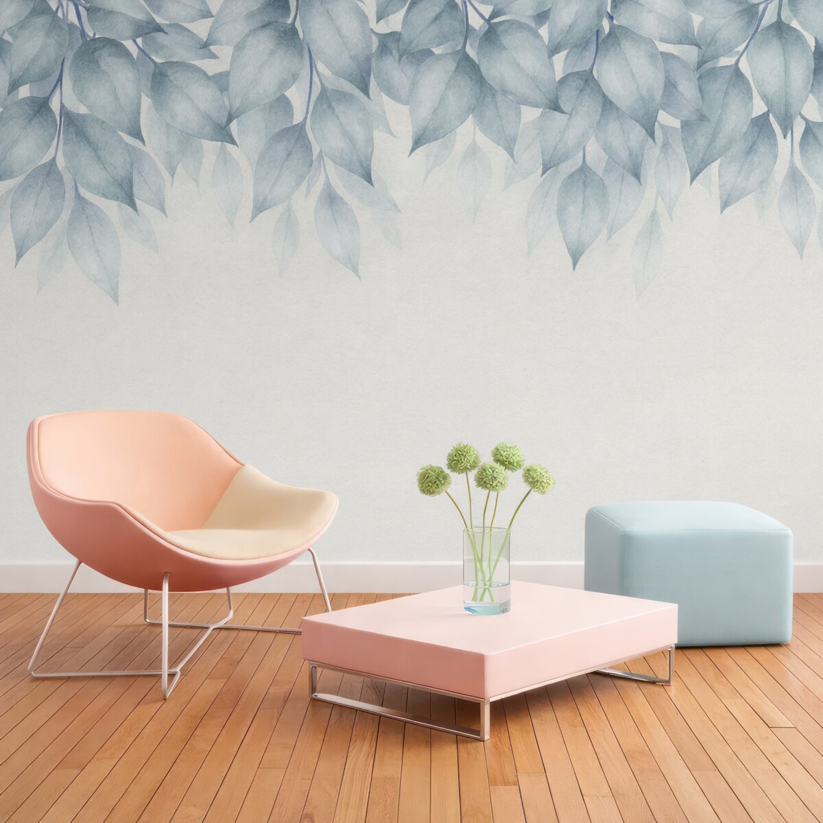 Fototapeta Ogromne niebieskie liście z wierzchu.