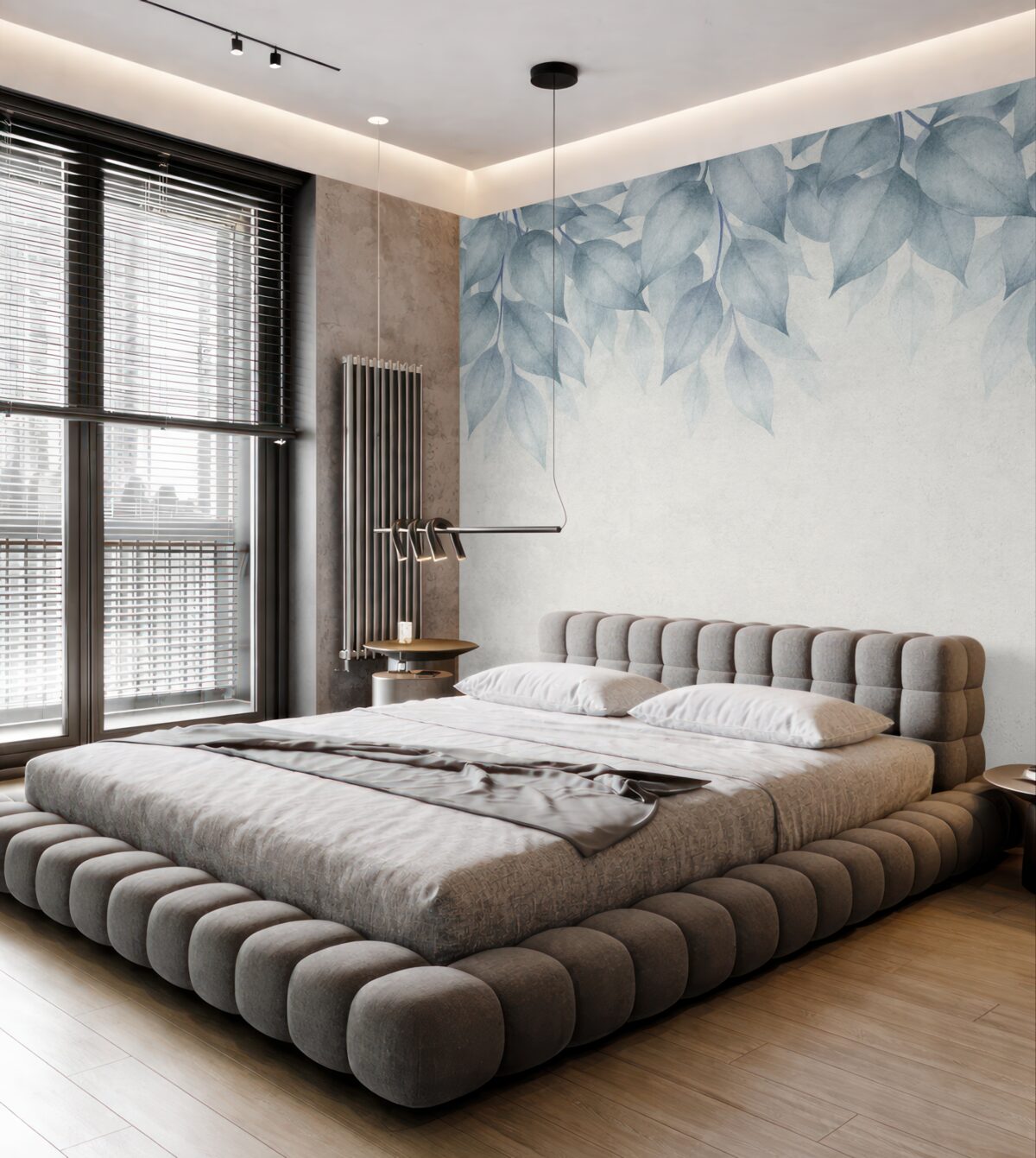 Fototapeta Ogromne niebieskie liście z wierzchu.