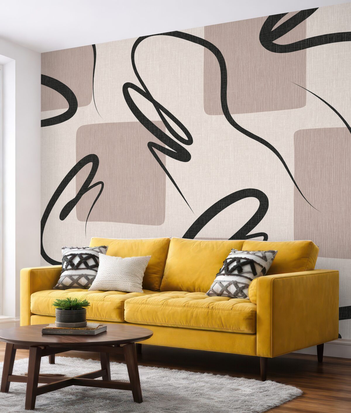 Fototapeta Abstrakcja prostokątnych plam oraz tekstów w tonacjach brązu.