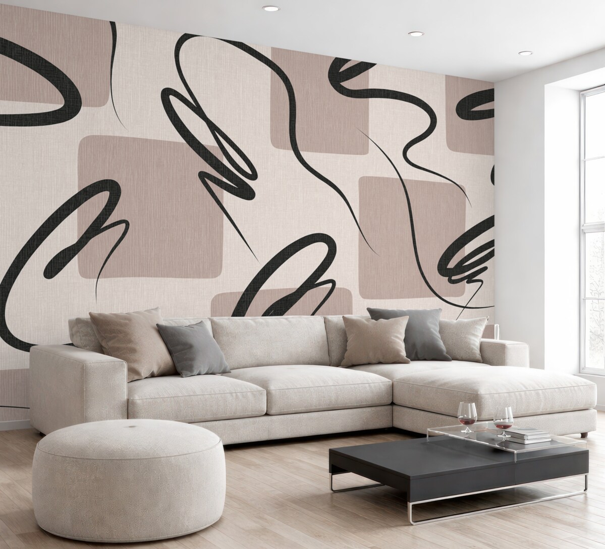 Fototapeta Abstrakcja prostokątnych plam oraz tekstów w tonacjach brązu.