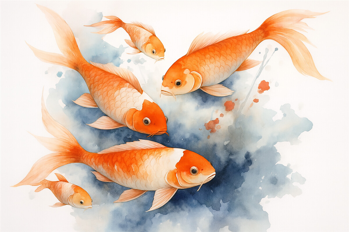 Fototapeta Karp Koi w technice akwarelowej na mokro