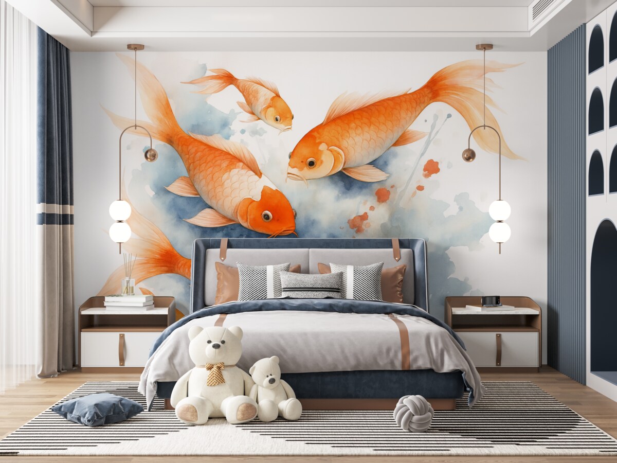 Fototapeta Karp Koi w technice akwarelowej na mokro