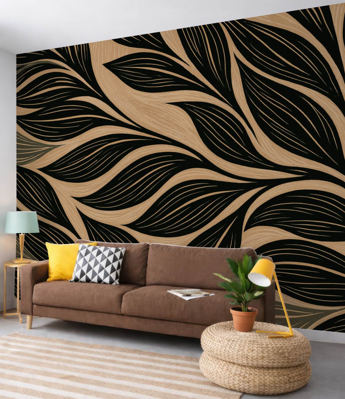 Fototapeta Wielkie, graficznie przedstawione liście.