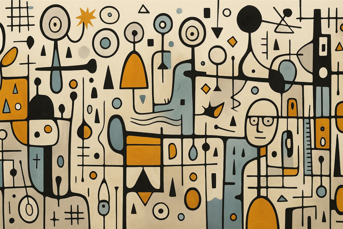 Fototapeta Sztuka abstrakcyjna z bryłami geometrycznymi w stylu Secesji.