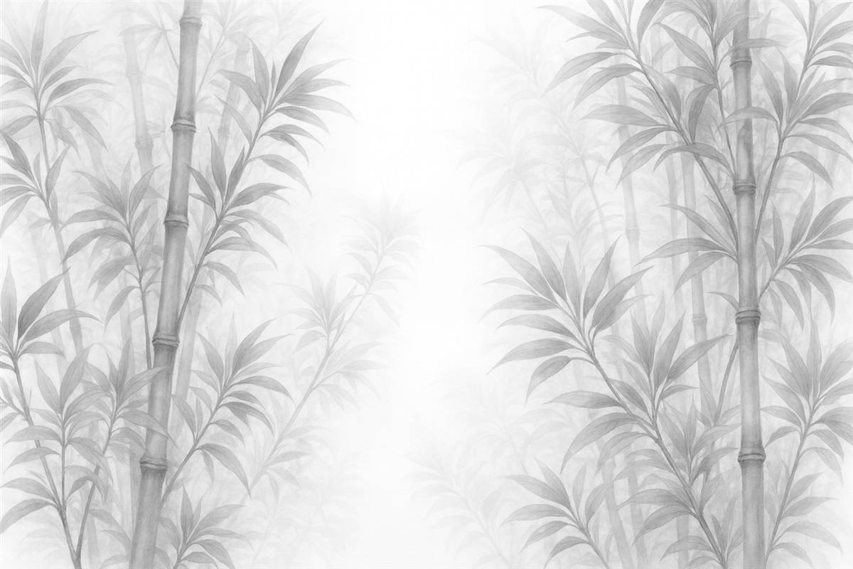 Fototapeta Subtelne kontury liści w łagodnym pastelowym stylu.