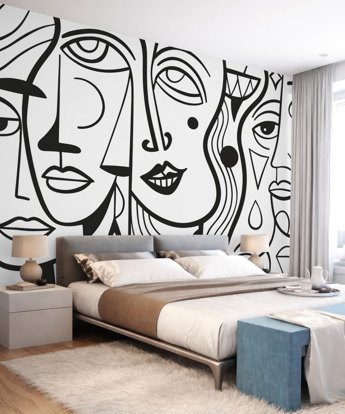 Fototapeta Abstrakcyjne oblicza w stylu dekoracji artystycznej opartej na liniach.