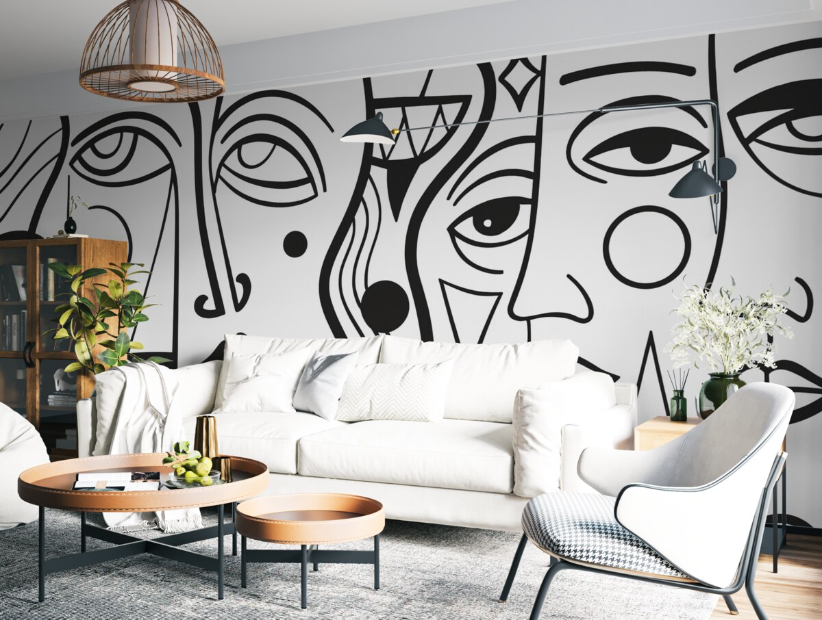 Fototapeta Abstrakcyjne oblicza w stylu dekoracji artystycznej opartej na liniach.