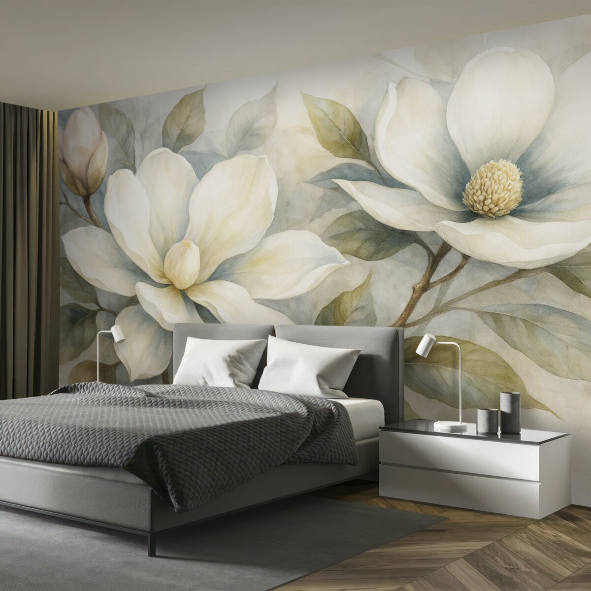 Fototapeta Ogromne białe kwiaty magnolii.