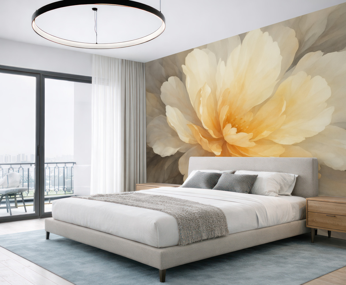 Fototapeta Akwarelowa eksplozja roślinności w ciepłych pastelowych tonach.