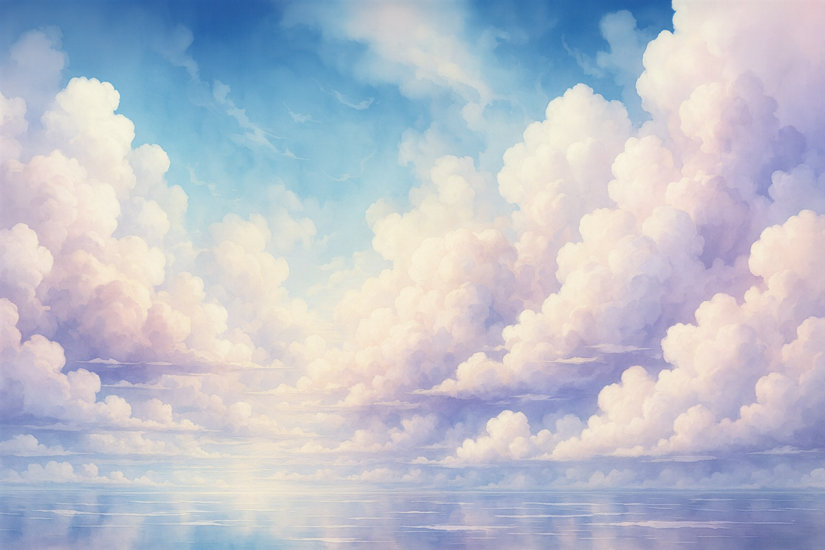 Fototapeta Chmury na niebie akwarelą.