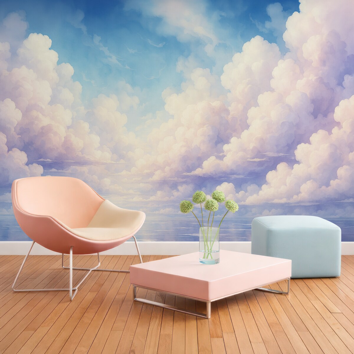 Fototapeta Chmury na niebie akwarelą.