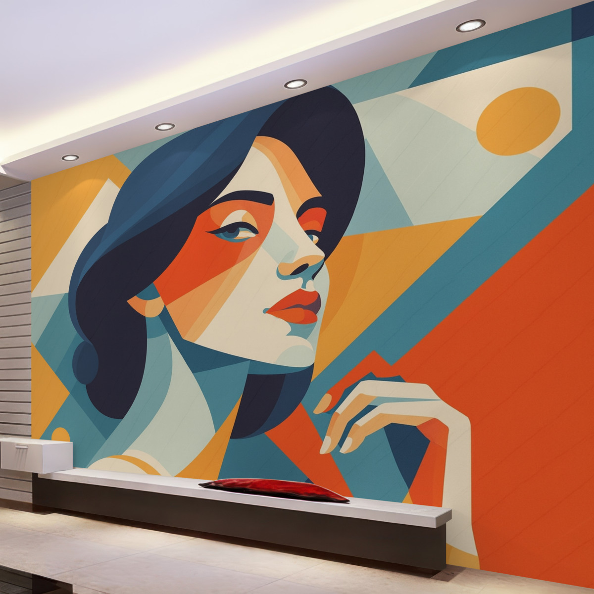 Fototapeta Dziewczyna z geometrycznymi elementami.