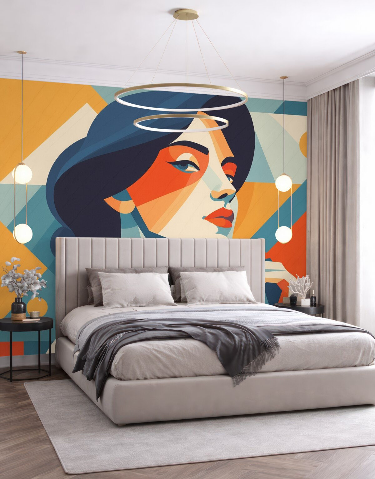 Fototapeta Dziewczyna z geometrycznymi elementami.