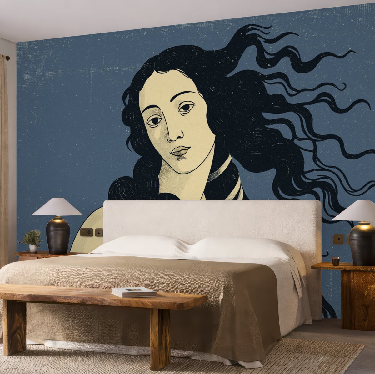 Fototapeta Wenus z retro teksturą na niebieskim tle.