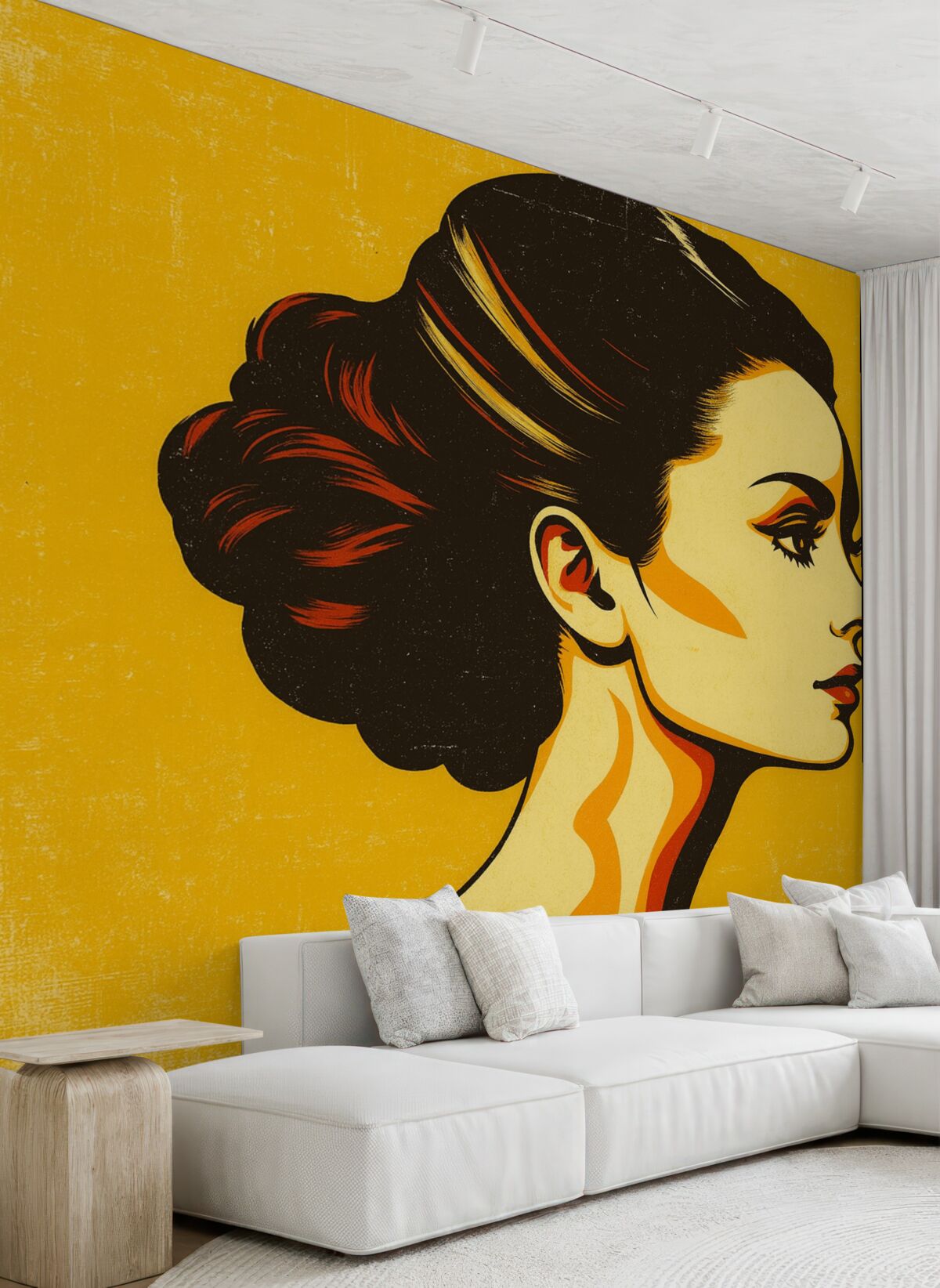 Fototapeta Retro dziewczyna na złotym tle.