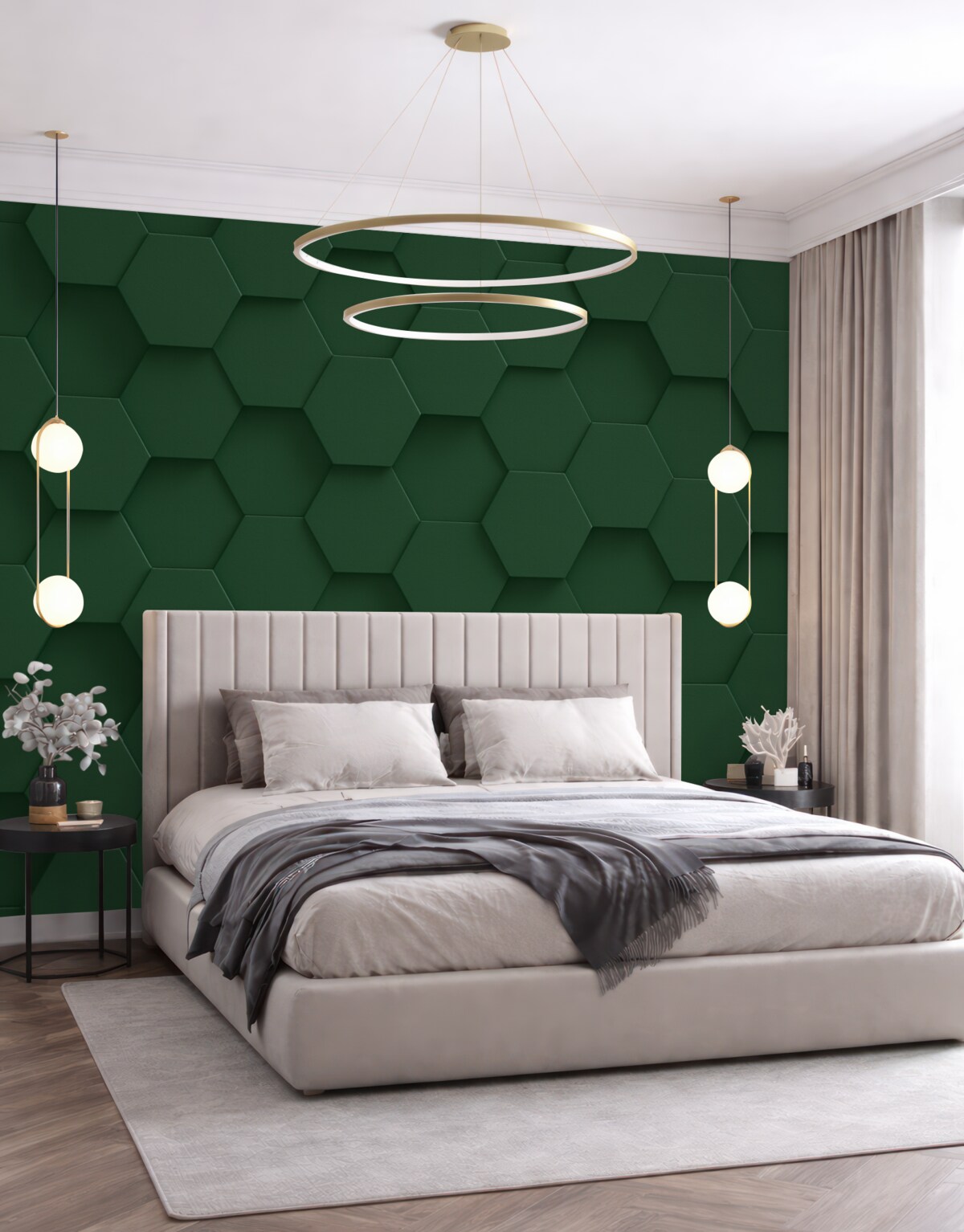 Fototapeta Pentagon, abstrakcyjna forma, zielona barwa.