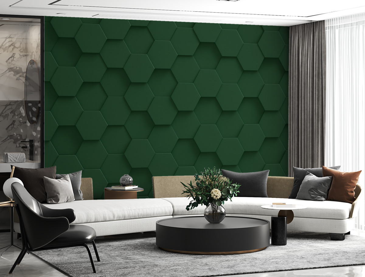 Fototapeta Pentagon, abstrakcyjna forma, zielona barwa.