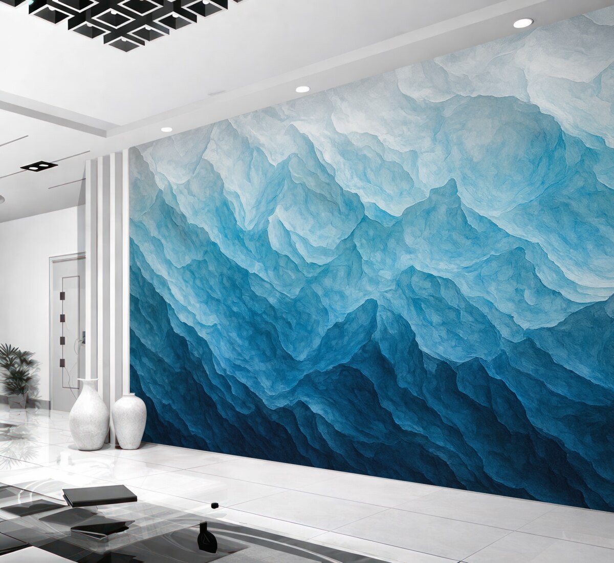 Fototapeta Niebiesko-biała gradientowa faktura.