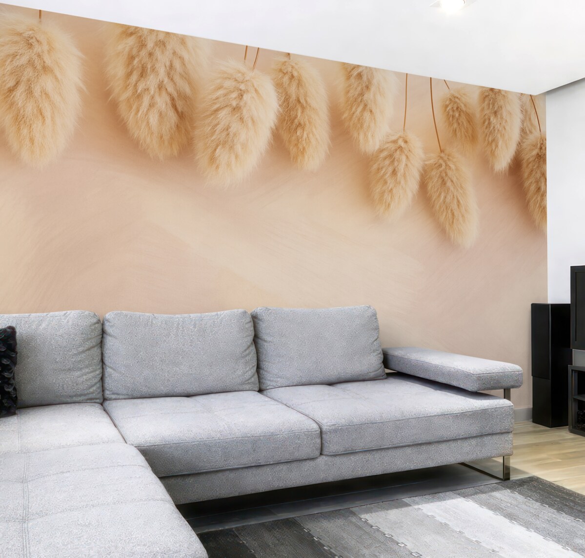 Fototapeta Subtelne chmury lagurus na tle delikatnych różowych smug.