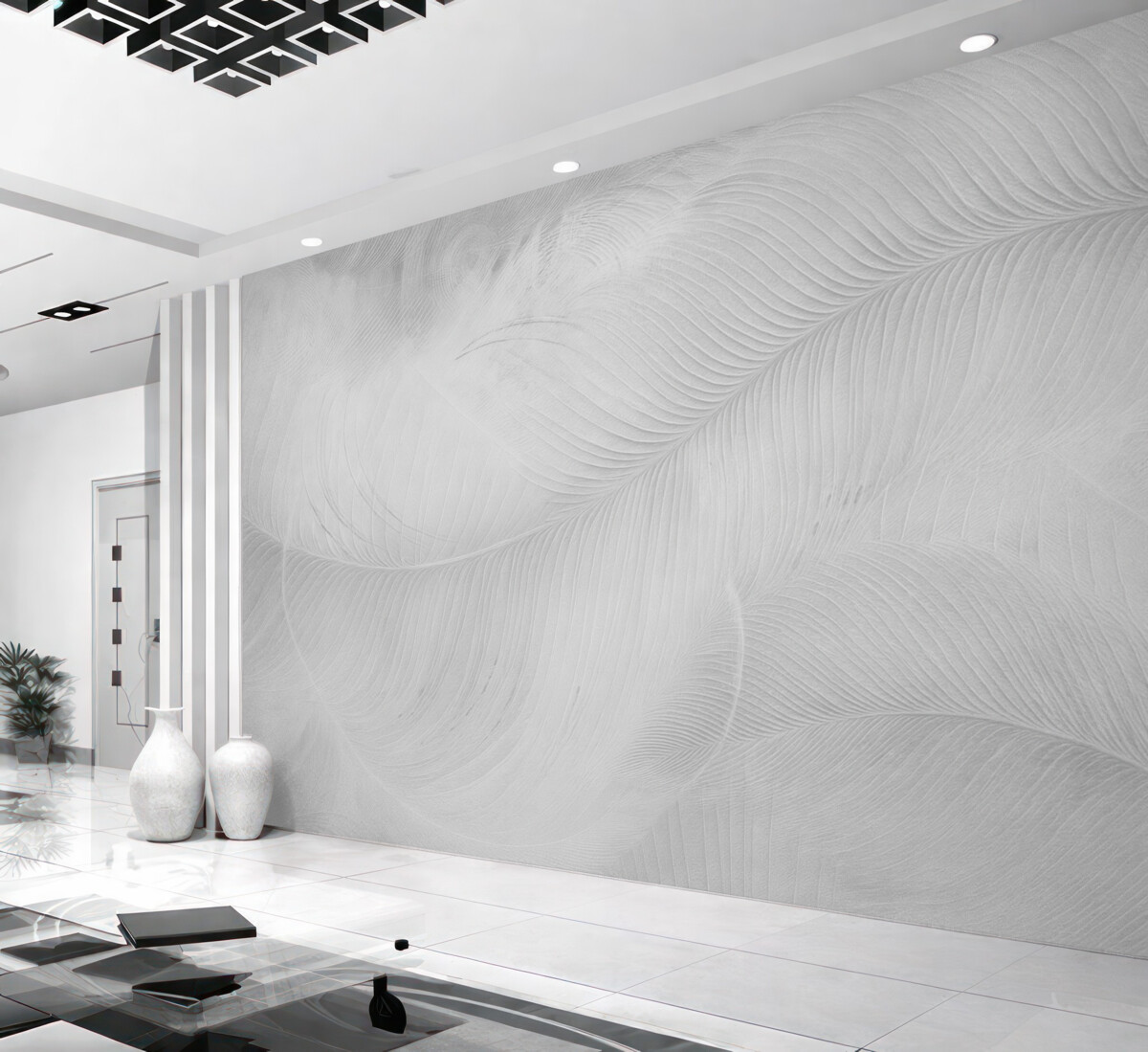 Fototapeta Delikatna struktura piór w tonacjach szarości.