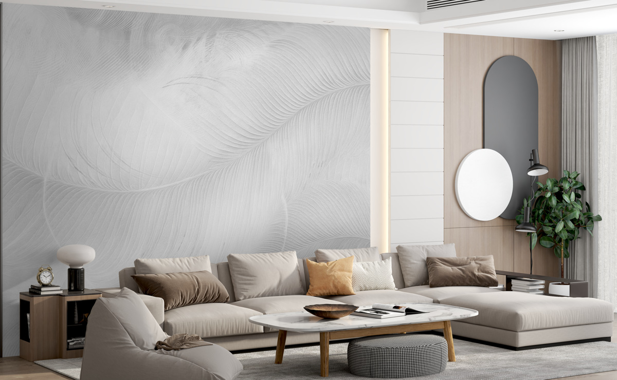 Fototapeta Delikatna struktura piór w tonacjach szarości.