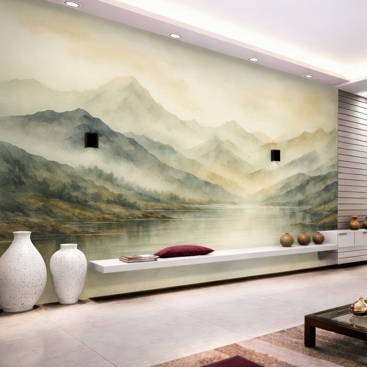 Fototapeta Górski pejzaż namalowany akwarelą.