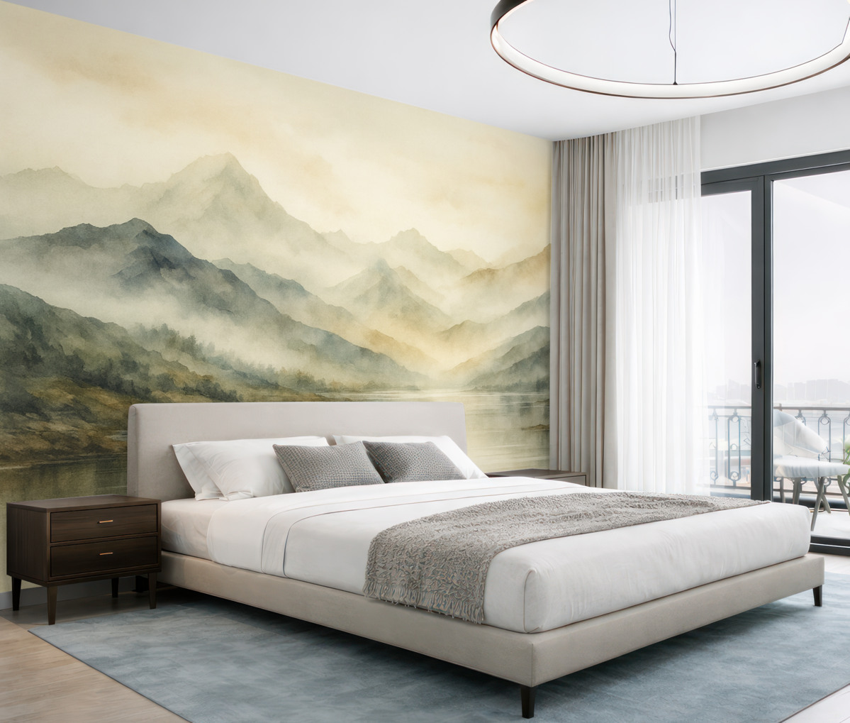 Fototapeta Górski pejzaż namalowany akwarelą.